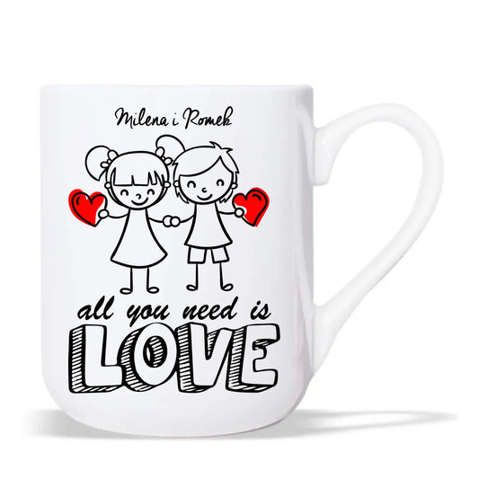 Kubek elegant dla par - All You need is love - personalizowany W13 - StoryCups.pl