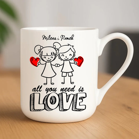 Kubek elegant dla par - All You need is love - personalizowany W13 - StoryCups.pl
