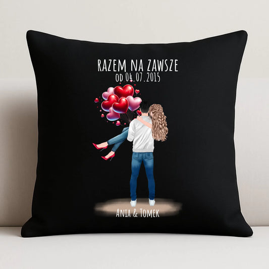 Poduszka dekoracyjna dla par na rocznicę - Razem na zawsze - personalizowana W14 - StoryCups.pl