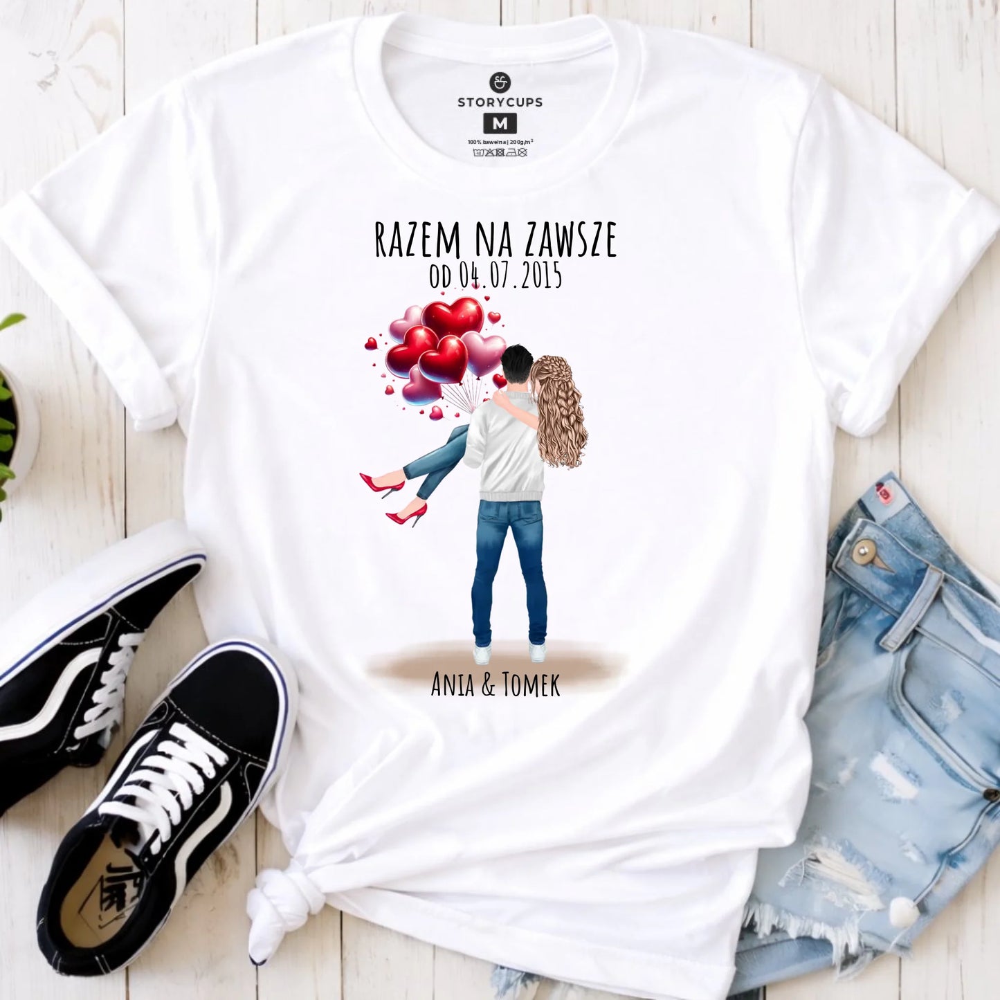 Koszulka damska dla par na rocznicę - Razem na zawsze - personalizowana W14 - StoryCups.pl