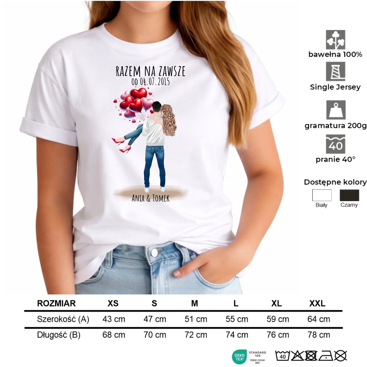 Koszulka damska dla par na rocznicę - Razem na zawsze - personalizowana W14 - StoryCups.pl