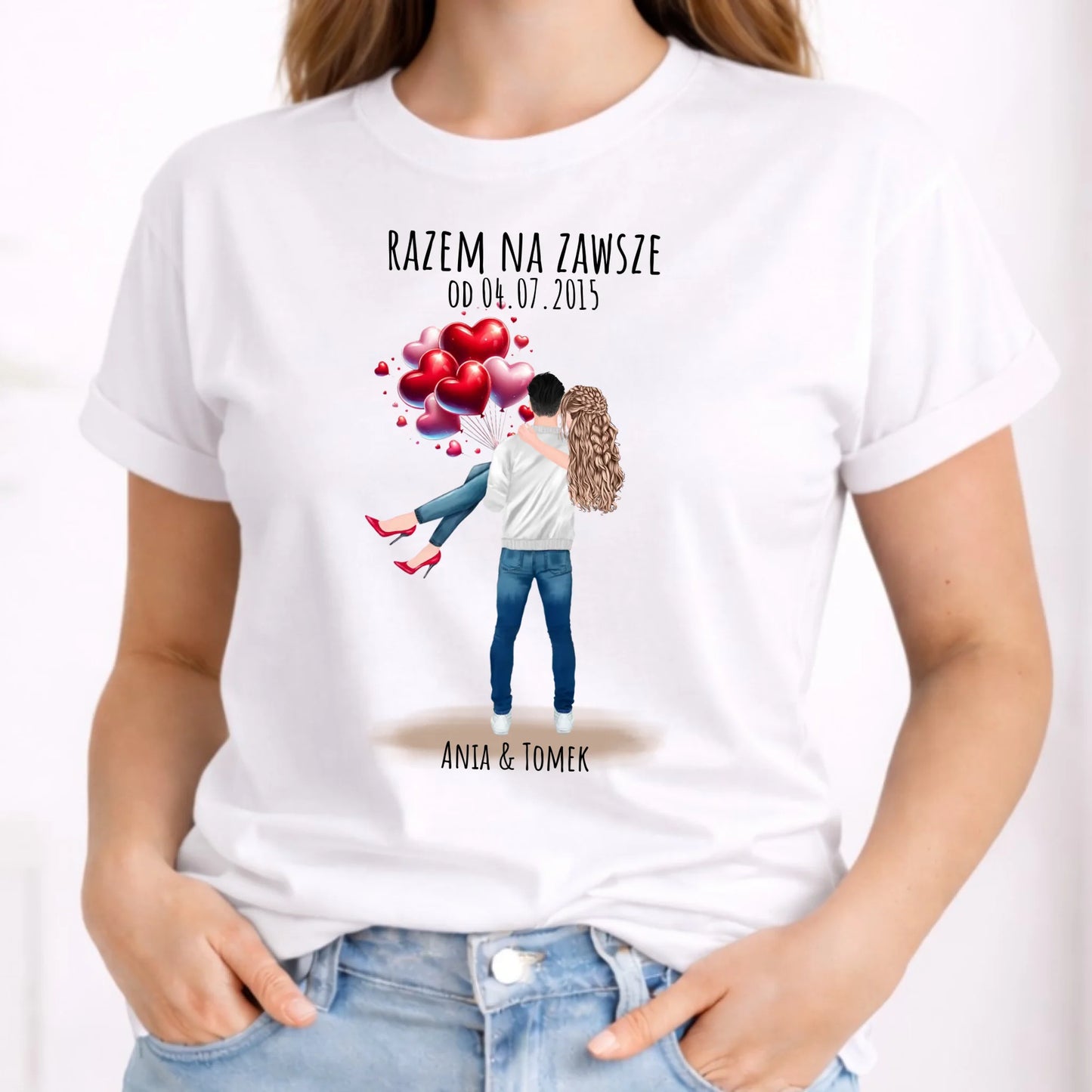 Koszulka damska dla par na rocznicę - Razem na zawsze - personalizowana W14 - StoryCups.pl