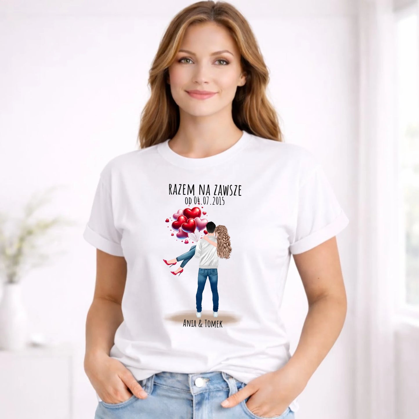 Koszulka damska dla par na rocznicę - Razem na zawsze - personalizowana W14 - StoryCups.pl