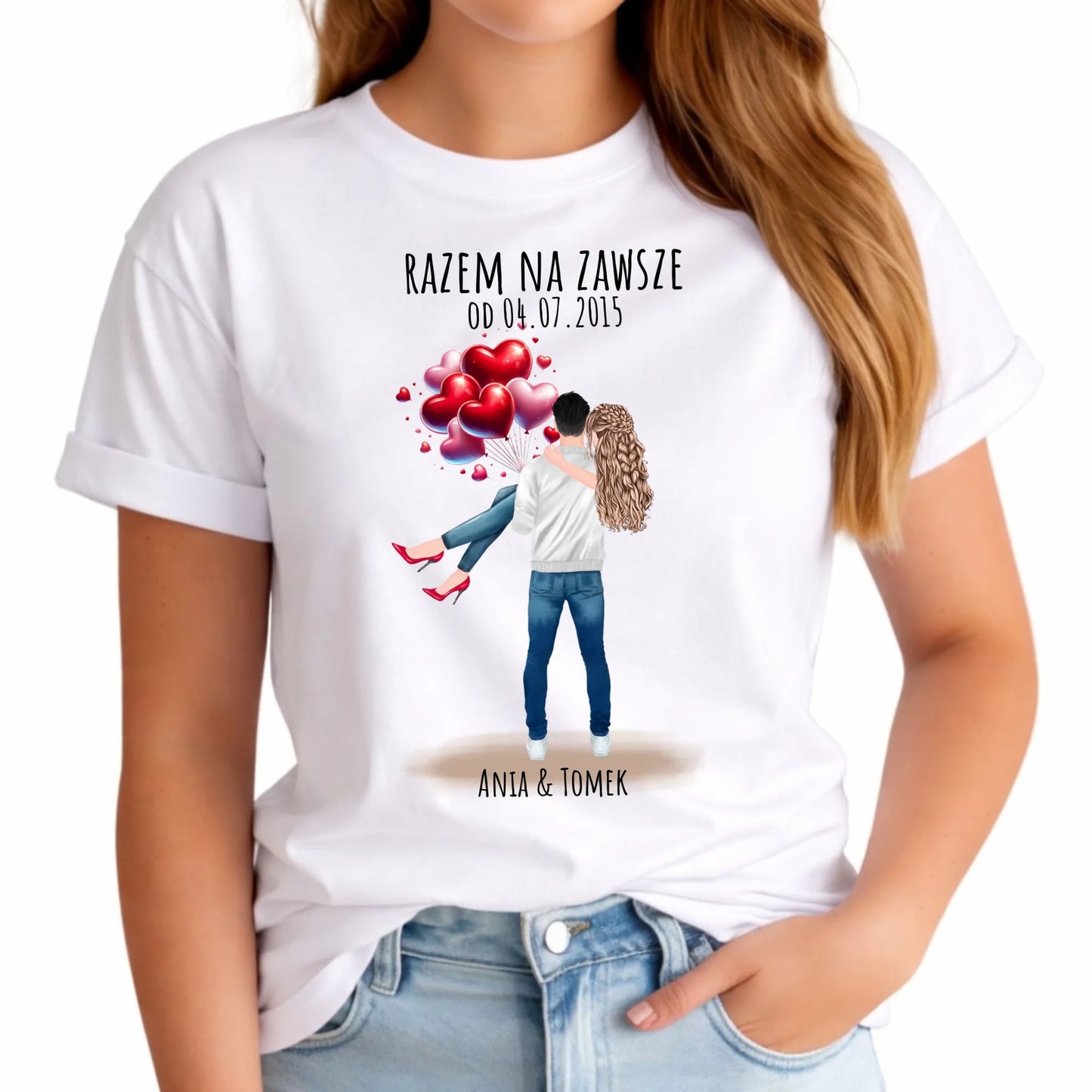 Koszulka damska dla par na rocznicę - Razem na zawsze - personalizowana W14 - StoryCups.pl
