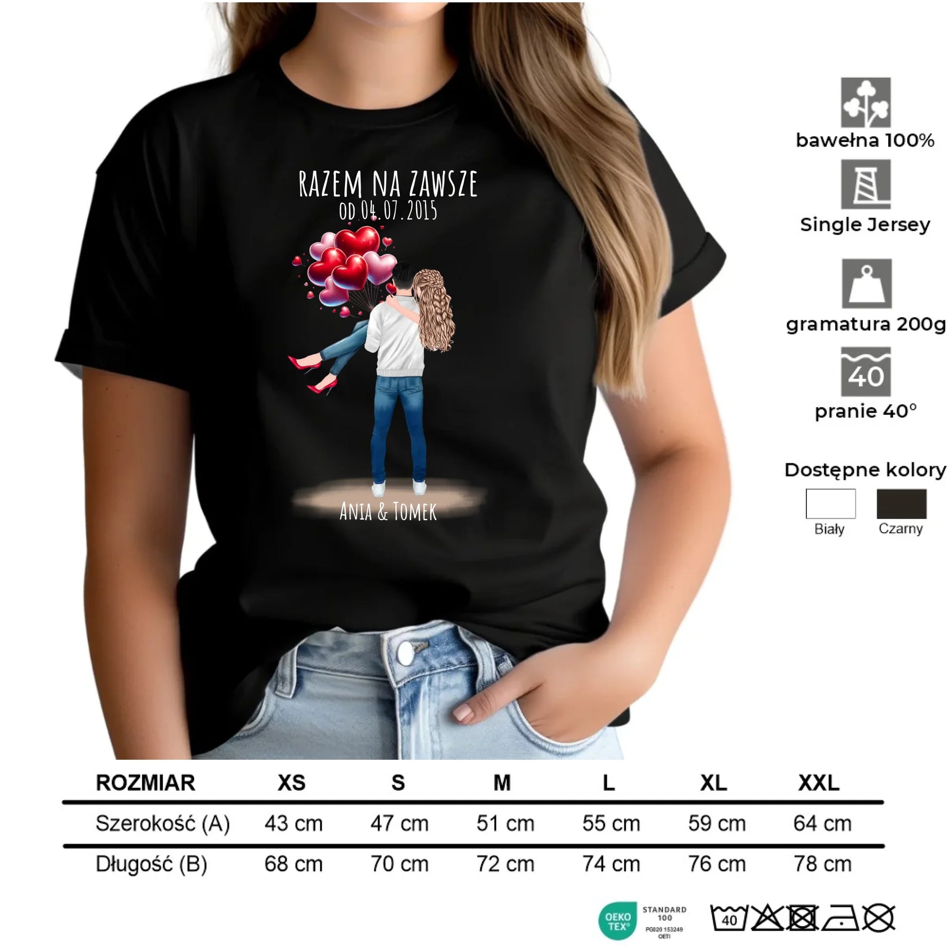 Koszulka damska dla par na rocznicę - Razem na zawsze - personalizowana W14 - StoryCups.pl