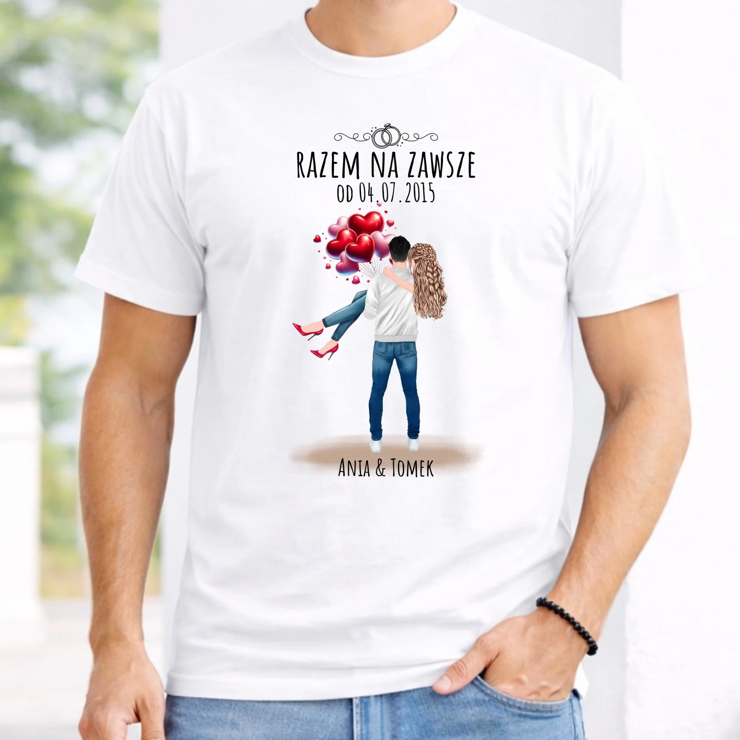 Koszulka męska dla par na rocznicę - Razem na zawsze - personalizowana W14 - StoryCups.pl