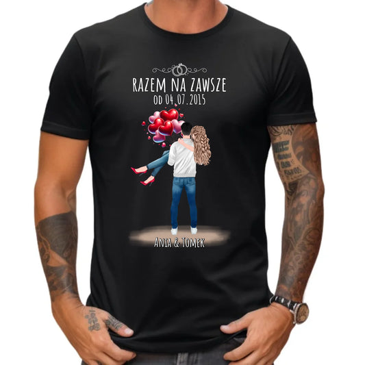 Koszulka męska dla par na rocznicę - Razem na zawsze - personalizowana W14 - StoryCups.pl
