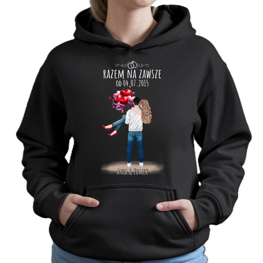 Bluza damska z kapturem dla par na rocznicę - Razem na zawsze - personalizowana W14 - StoryCups.pl