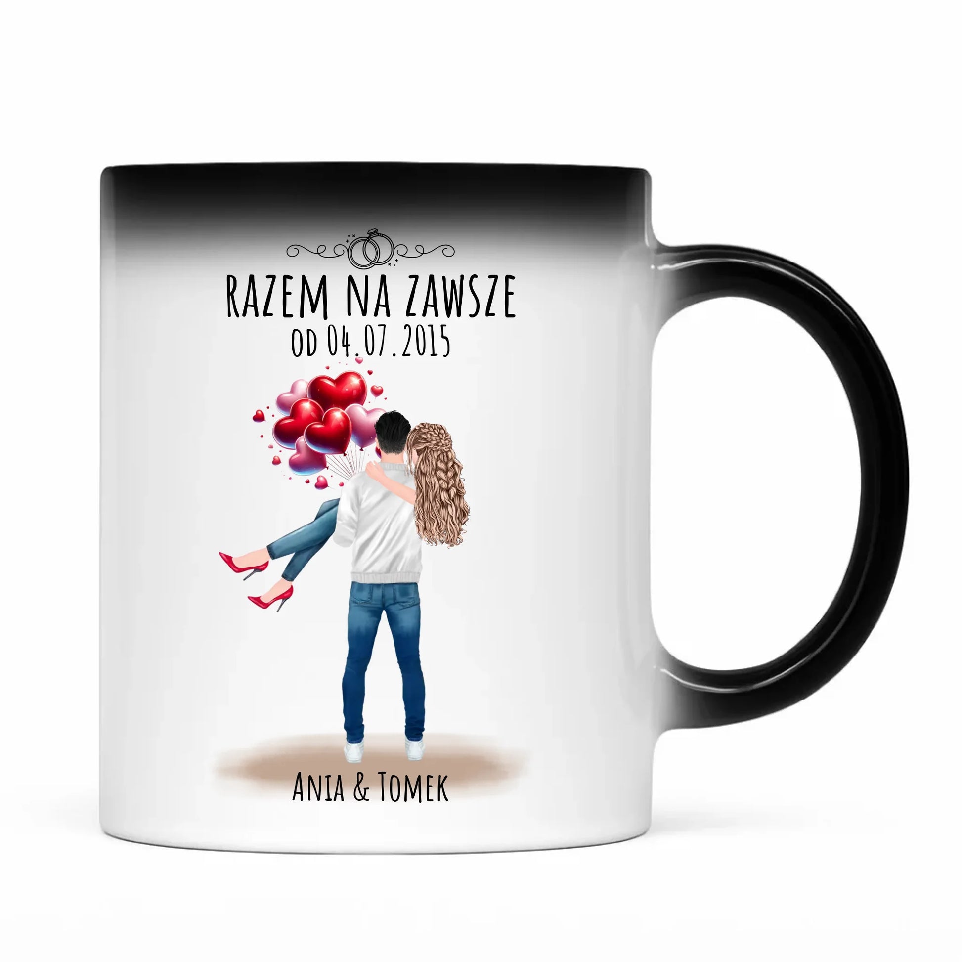 Kubek magiczny dla par na rocznicę - Razem na zawsze - personalizowany W14 - StoryCups.pl