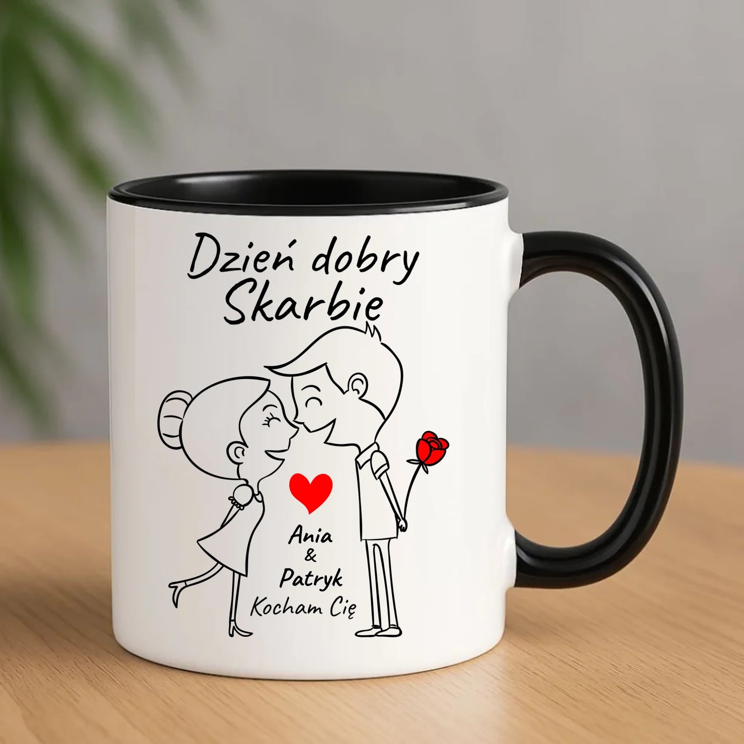 Kubek dla par - Dzień dobry Skarbie - personalizowany W15 - StoryCups.pl