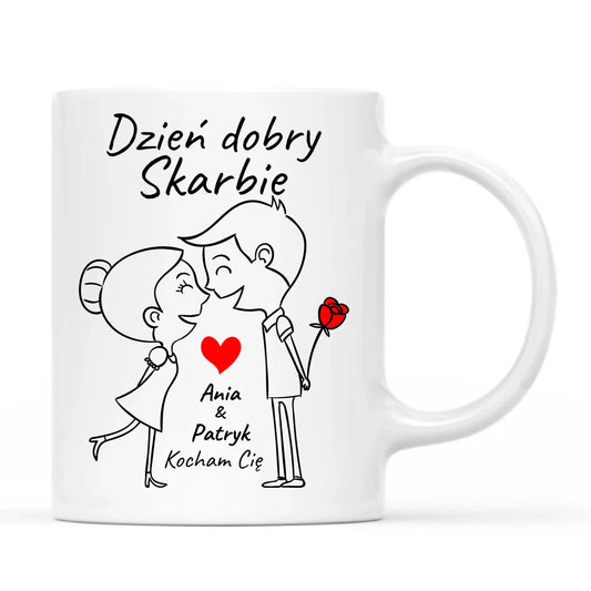 Kubek dla par - Dzień dobry Skarbie - personalizowany W15 - StoryCups.pl