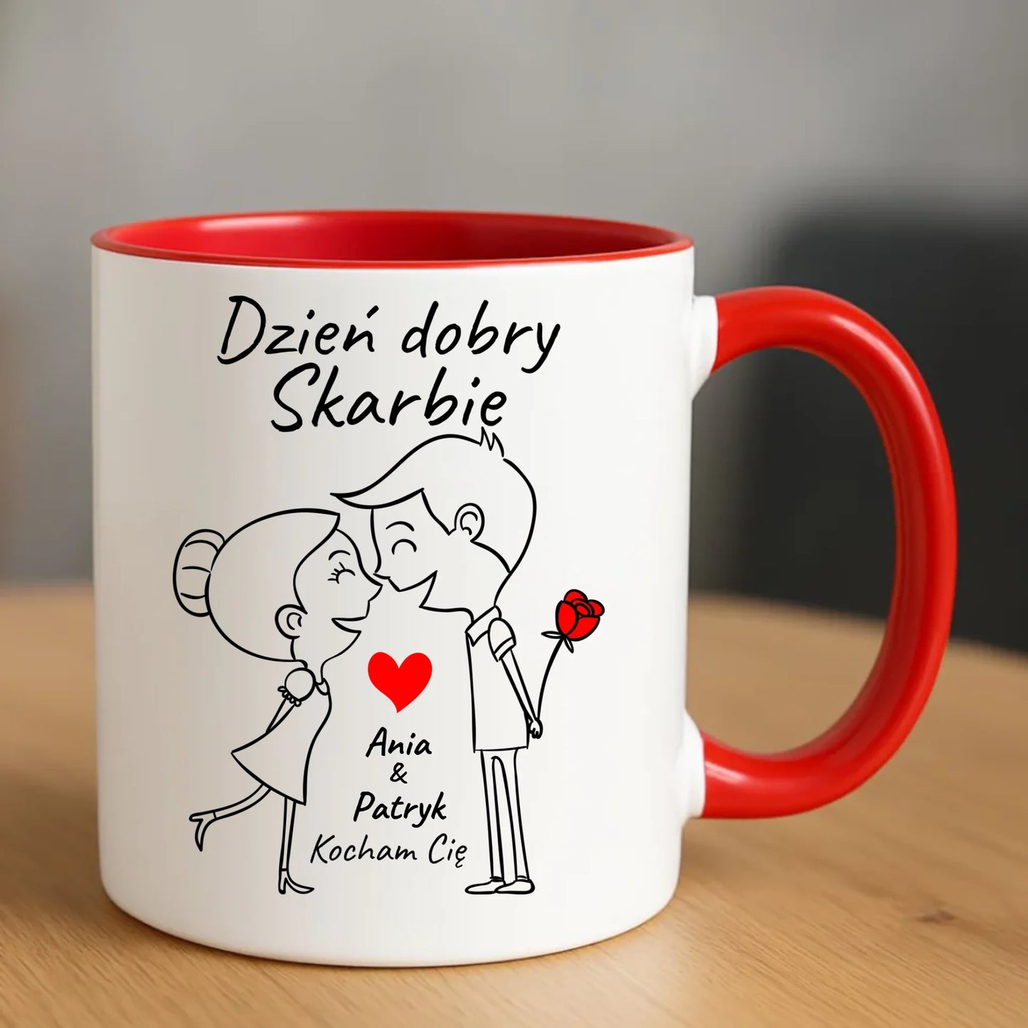 Kubek dla par - Dzień dobry Skarbie - personalizowany W15 - StoryCups.pl