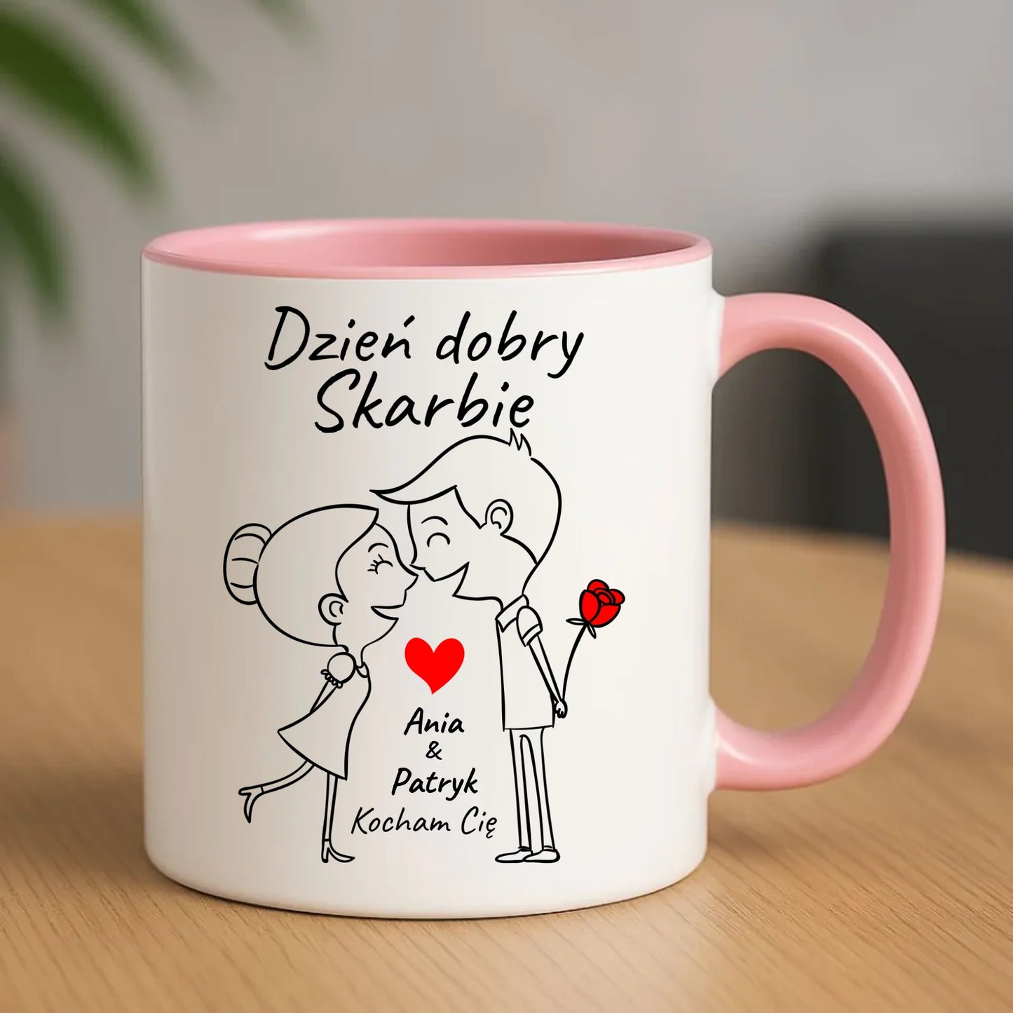 Kubek dla par - Dzień dobry Skarbie - personalizowany W15 - StoryCups.pl