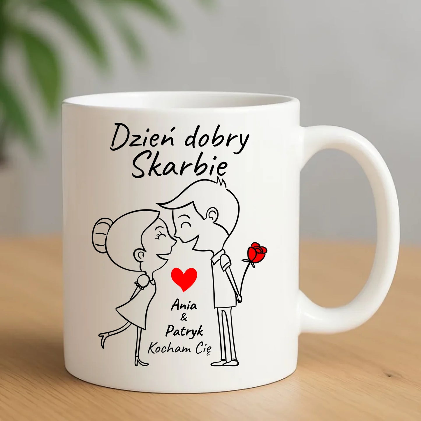 Kubek dla par - Dzień dobry Skarbie - personalizowany W15 - StoryCups.pl