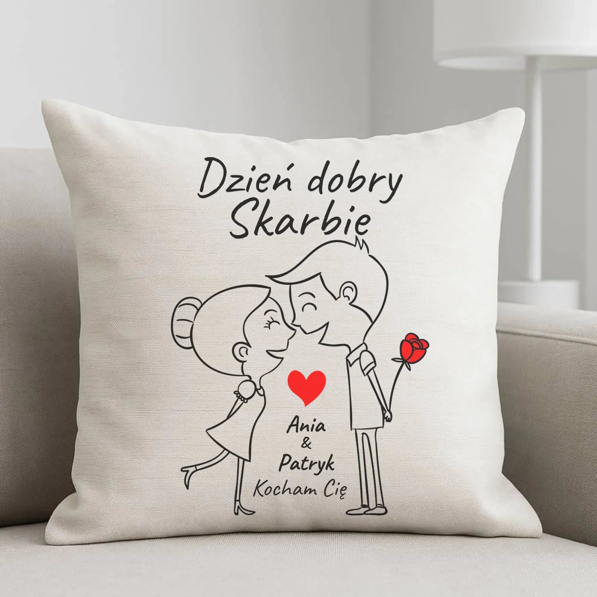 Poduszka dla par - Dzień dobry Skarbie - personalizowana W15 - StoryCups.pl
