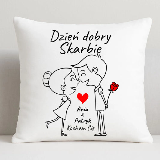 Poduszka dla par - Dzień dobry Skarbie - personalizowana W15 - StoryCups.pl