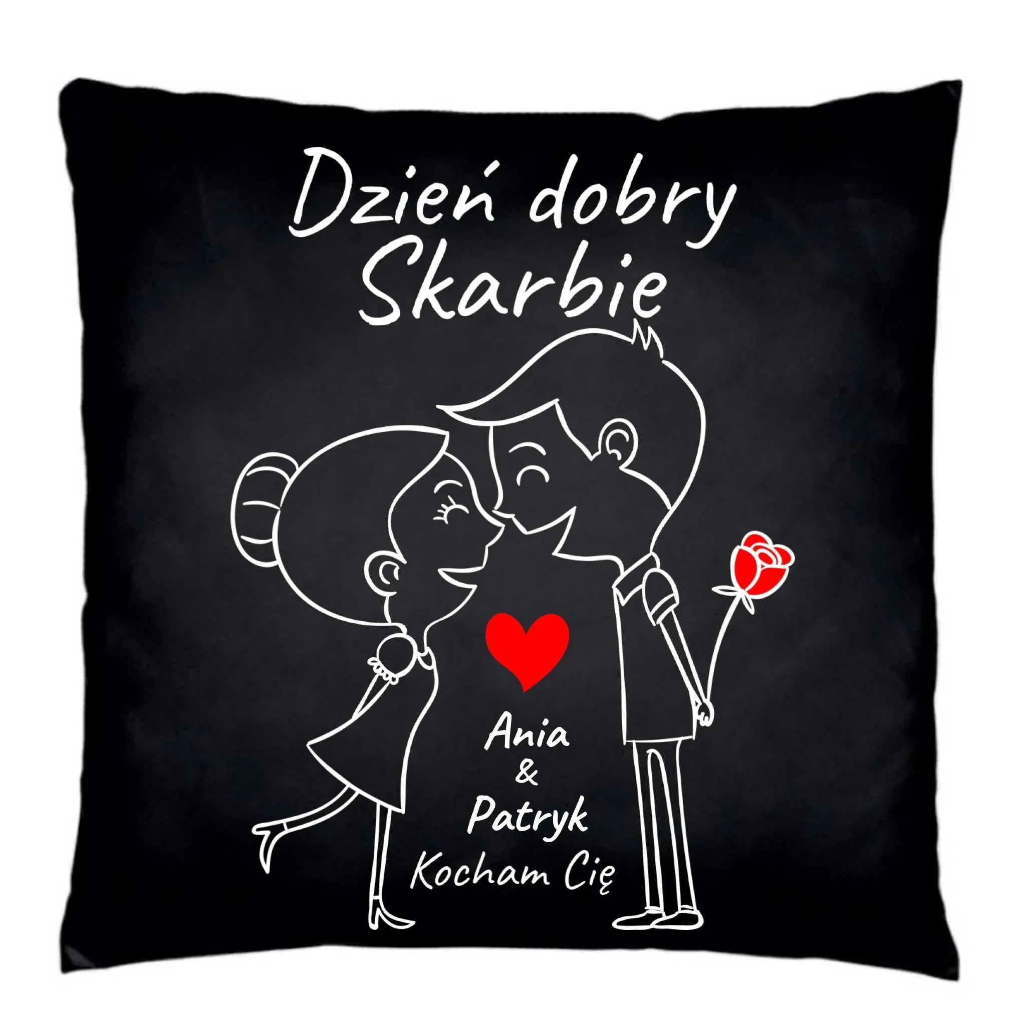 Poduszka dekoracyjna dla par - Dzień dobry Skarbie - personalizowana W15 - StoryCups.pl