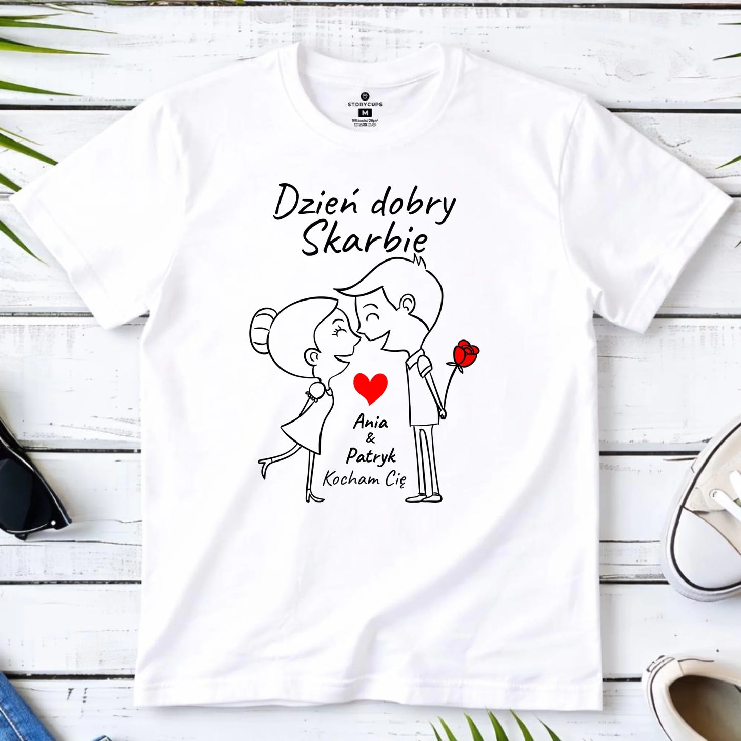 Koszulka męska dla par - Dzień dobry Skarbie - personalizowana W15 - StoryCups.pl