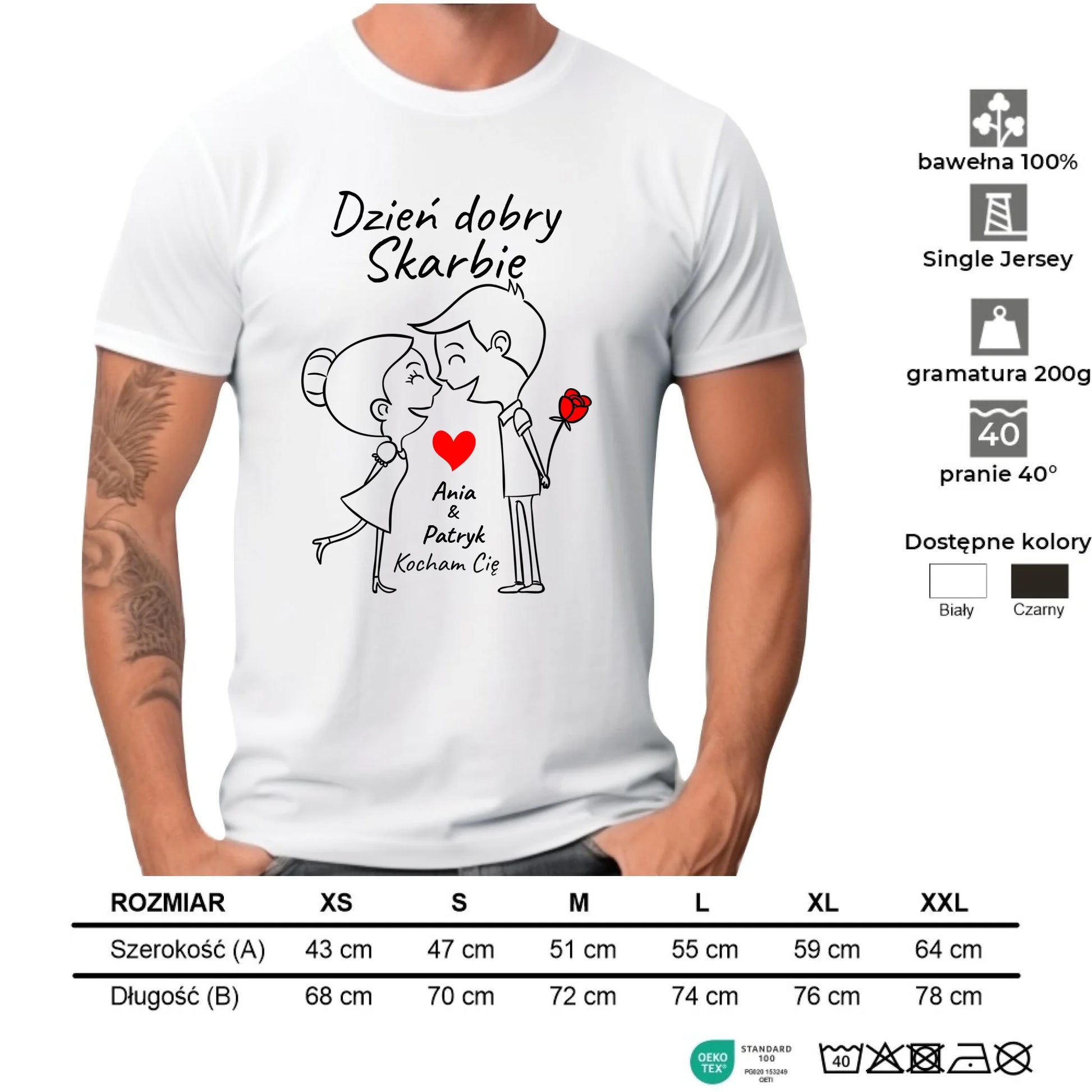 Koszulka męska dla par - Dzień dobry Skarbie - personalizowana W15 - StoryCups.pl