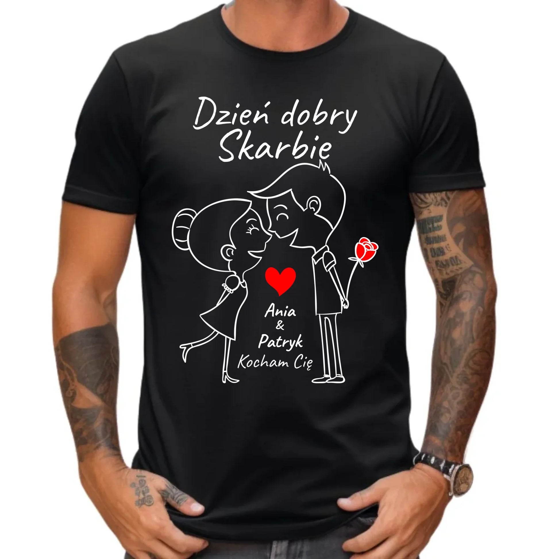 Koszulka męska dla par - Dzień dobry Skarbie - personalizowana W15 - StoryCups.pl