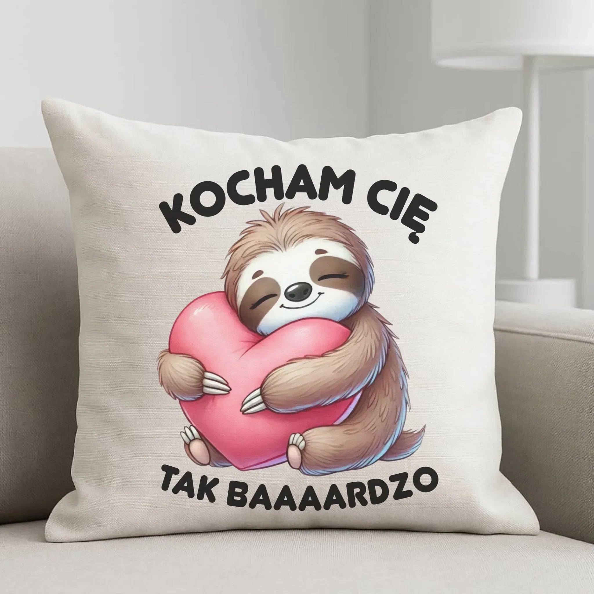 Poduszka dla - Leniwiec Kocham Cię tak baaaardzo W16 - StoryCups.pl