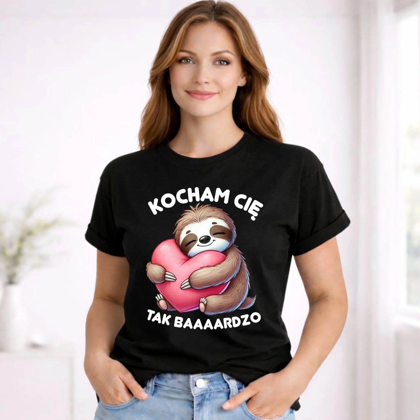 Koszulka damska - Leniwiec Kocham Cię tak baaaardzo W16 - StoryCups.pl