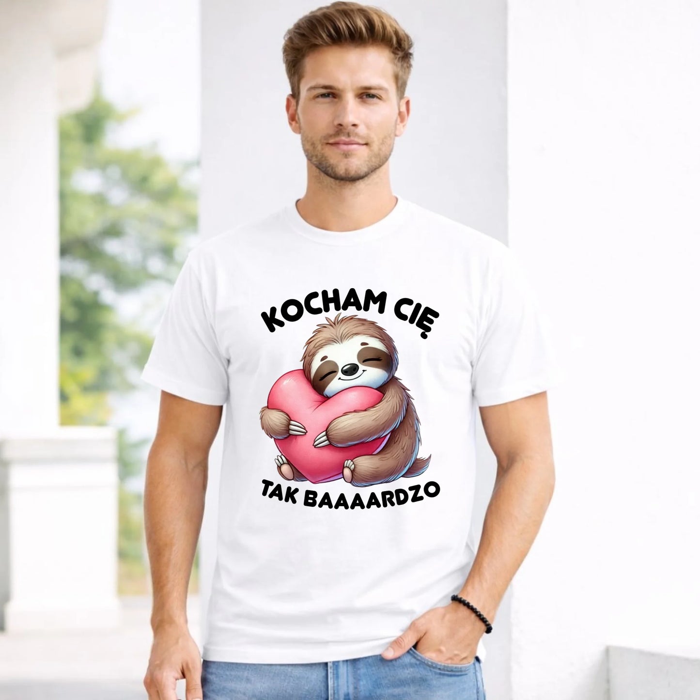 Koszulka męska - Leniwiec Kocham Cię tak baaaardzo W16 - StoryCups.pl