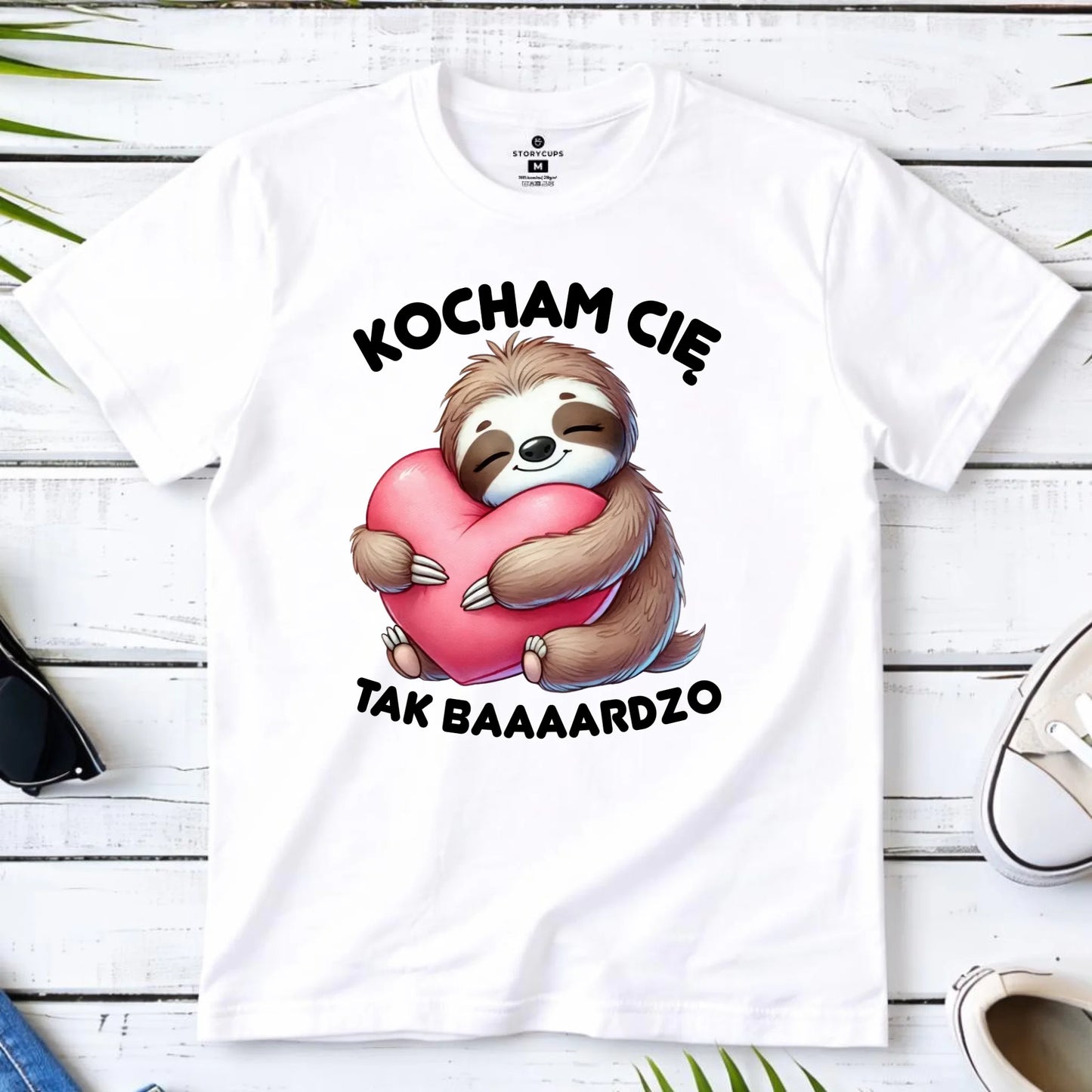 Koszulka męska - Leniwiec Kocham Cię tak baaaardzo W16 - StoryCups.pl