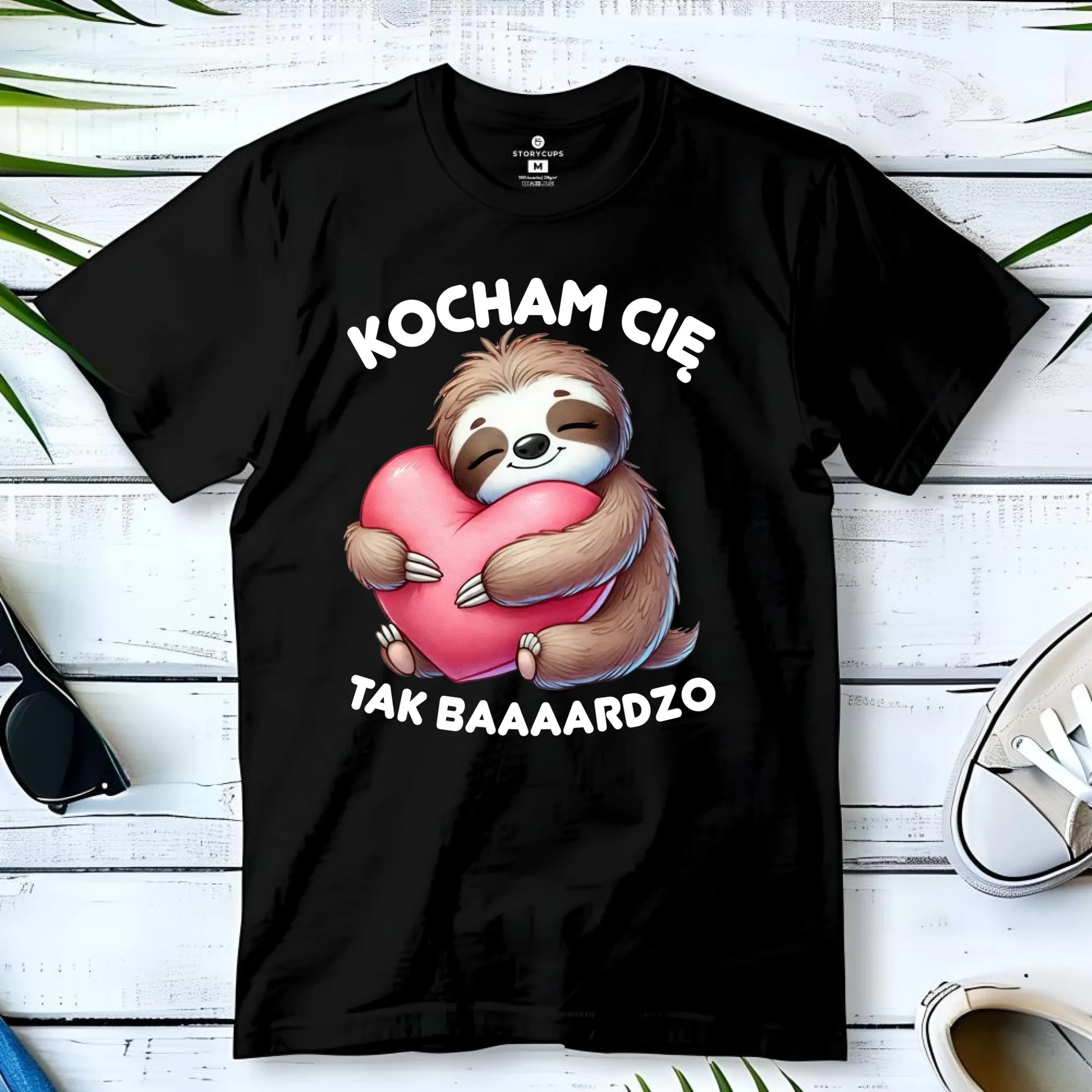 Koszulka męska - Leniwiec Kocham Cię tak baaaardzo W16 - StoryCups.pl