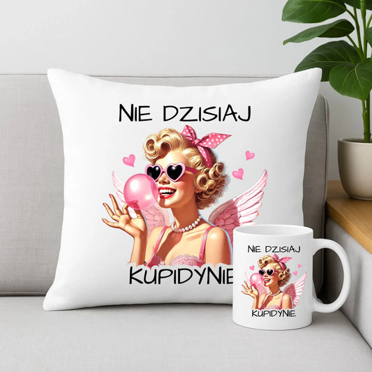 Zestaw poduszka i kubek na Walentynki dla singielki - Nie dzisiaj W18 - StoryCups.pl