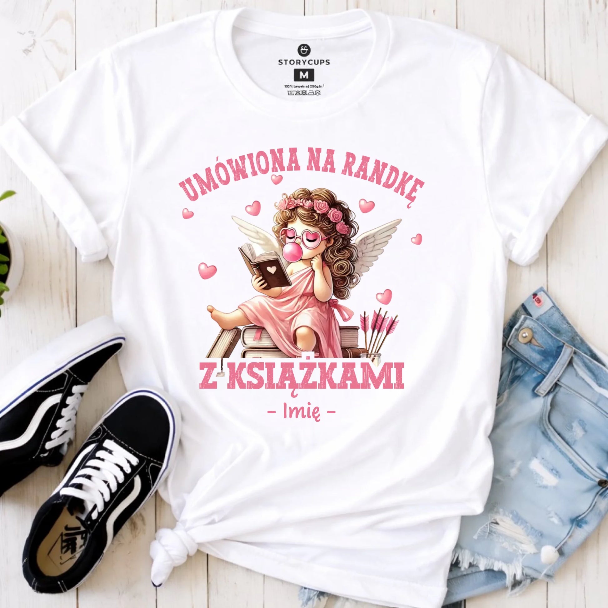 Koszulka damska dla czytelniczki – Umówiona na randkę z książkami - personalizowana W19 - StoryCups.pl