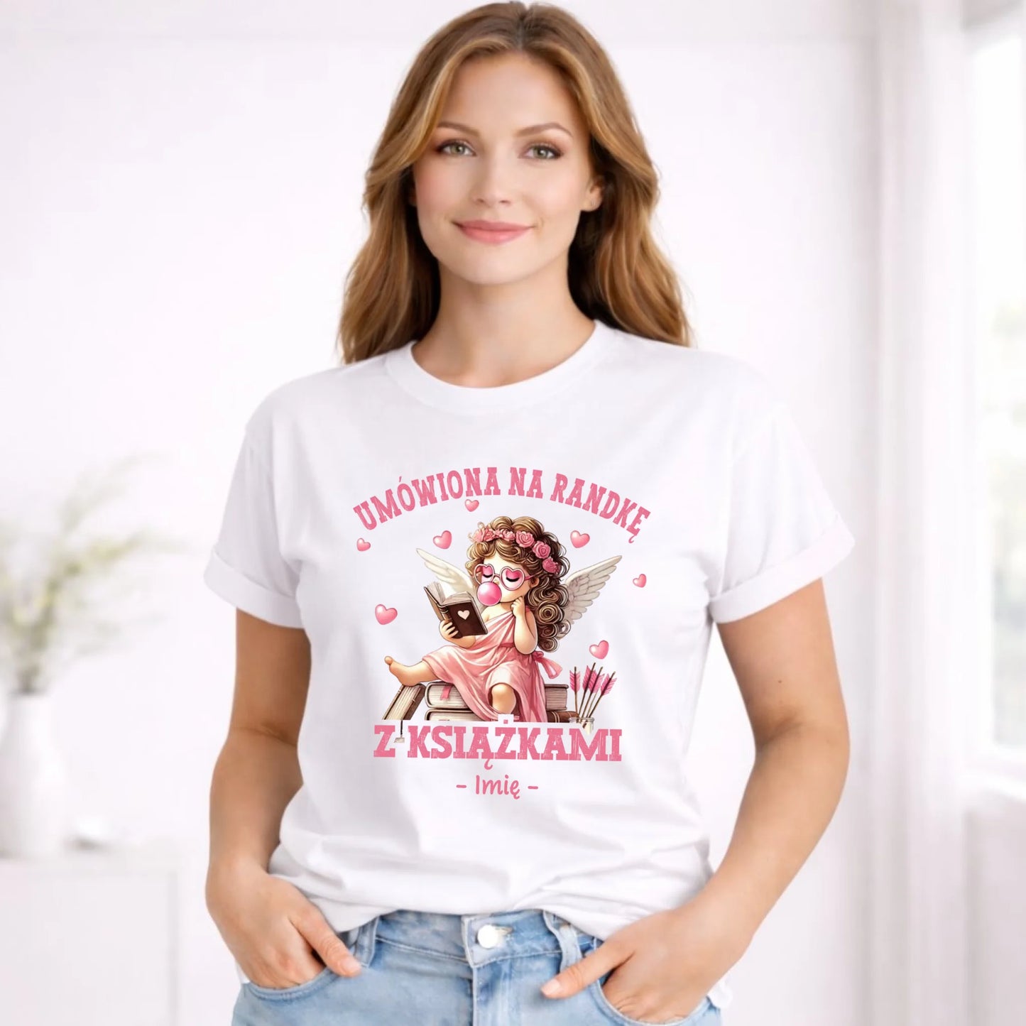 Koszulka damska dla czytelniczki – Umówiona na randkę z książkami - personalizowana W19 - StoryCups.pl