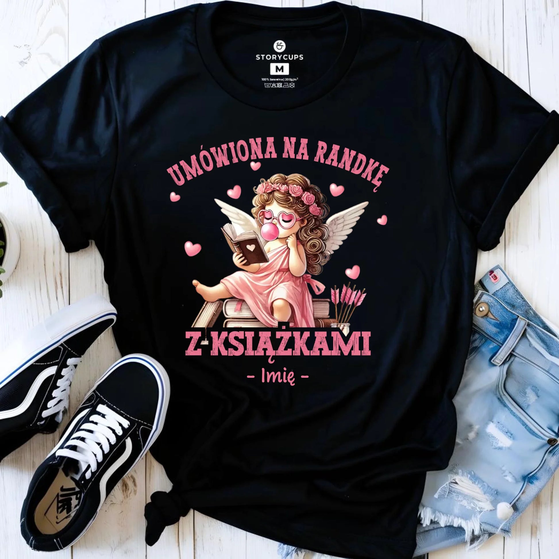 Koszulka damska dla czytelniczki – Umówiona na randkę z książkami - personalizowana W19 - StoryCups.pl