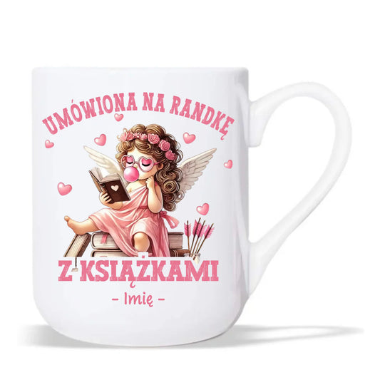 Kubek elegant dla czytelniczki – Umówiona na randkę z książkami - personalizowany W19 - StoryCups.pl