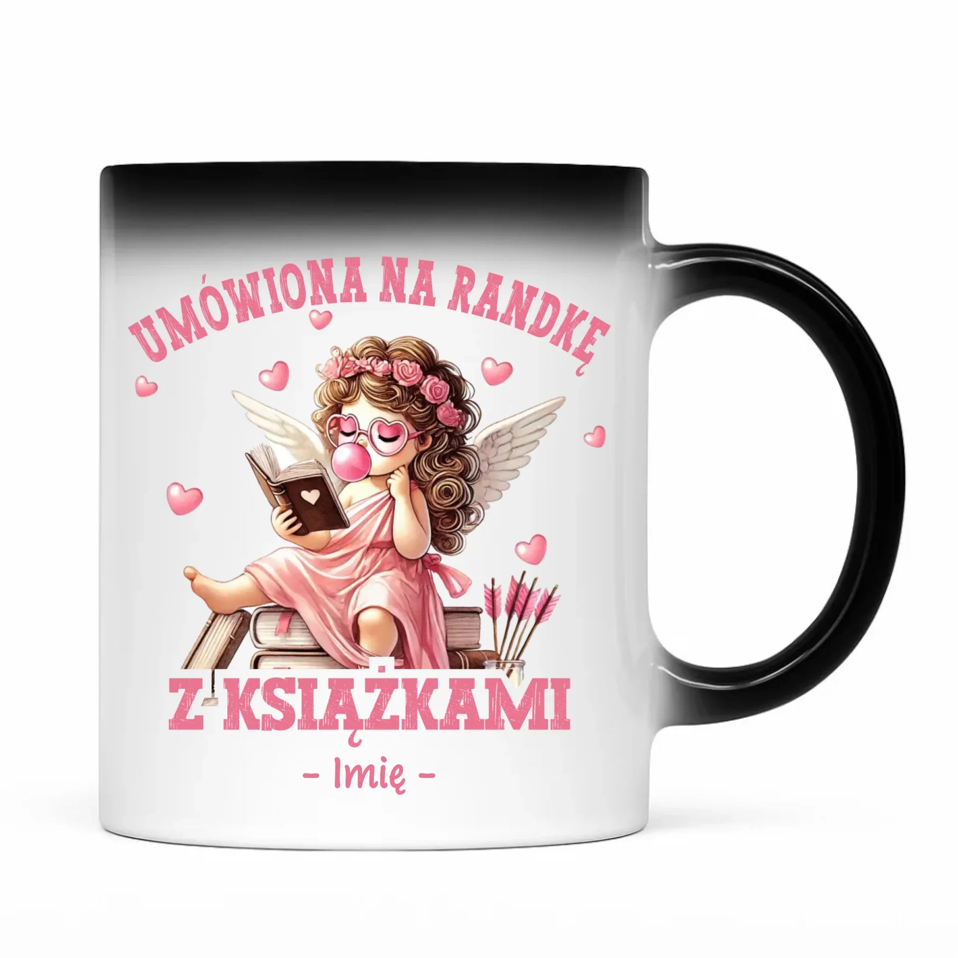 Kubek magiczny dla czytelniczki – Umówiona na randkę z książkami - personalizowany W19 - StoryCups.pl