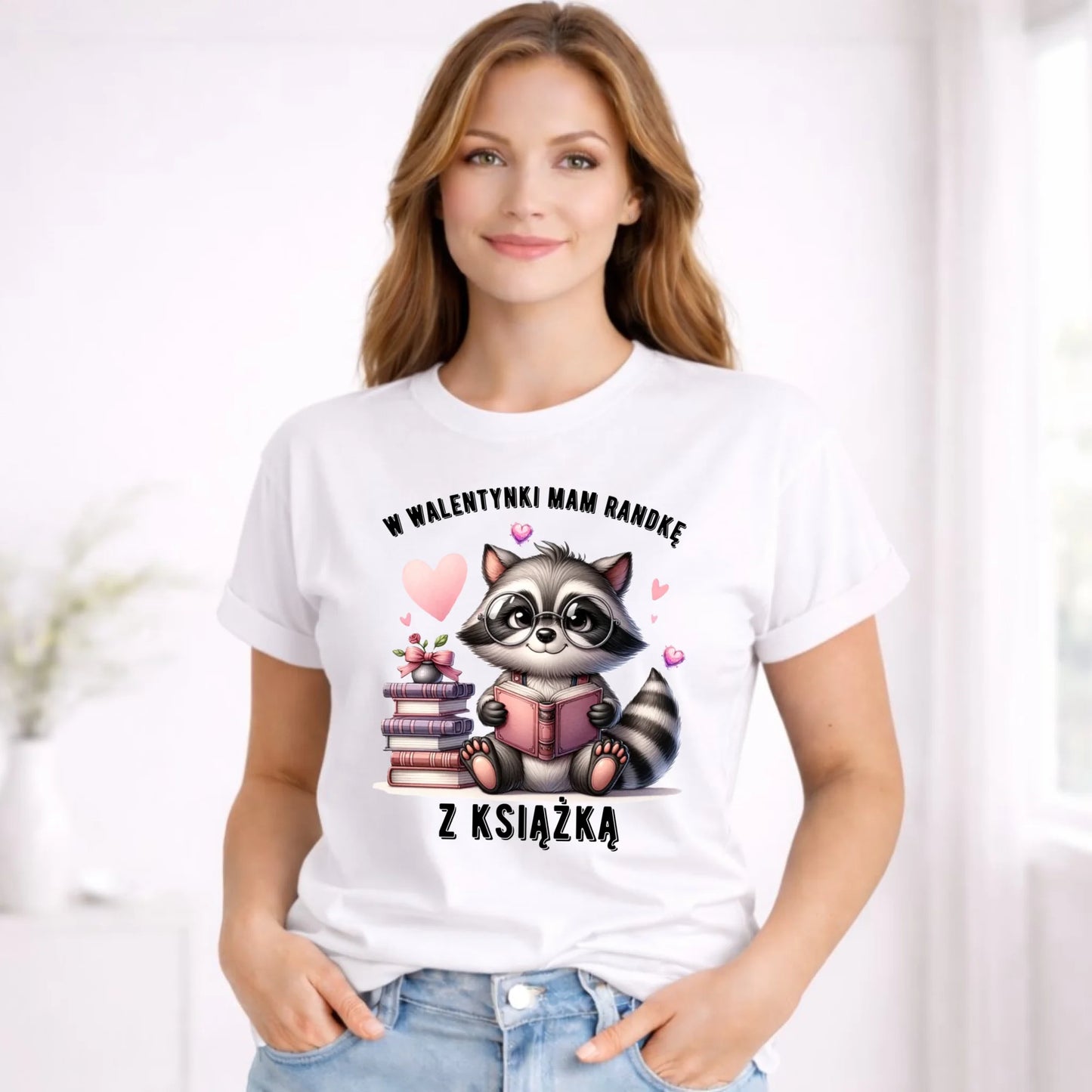 Koszulka damska na Walentynki dla mola książkowego – Mam randkę z książką W20 - StoryCups.pl