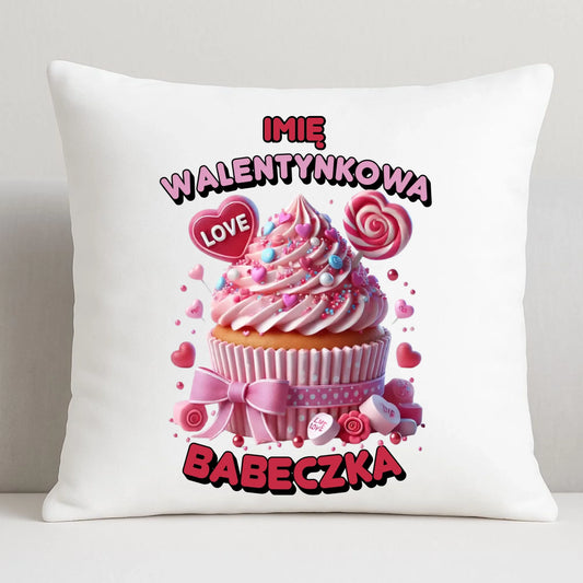 Poduszka na Walentynki - Walentynkowa Babeczka - personalizowana W21 - StoryCups.pl