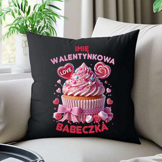 Poduszka dekoracyjna na Walentynki - Walentynkowa Babeczka - personalizowana W21 - StoryCups.pl