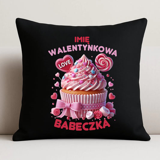 Poduszka dekoracyjna na Walentynki - Walentynkowa Babeczka - personalizowana W21 - StoryCups.pl
