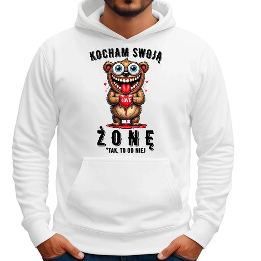 Bluza męska z kapturem dla męża - Kocham swoją żonę W23 - StoryCups.pl