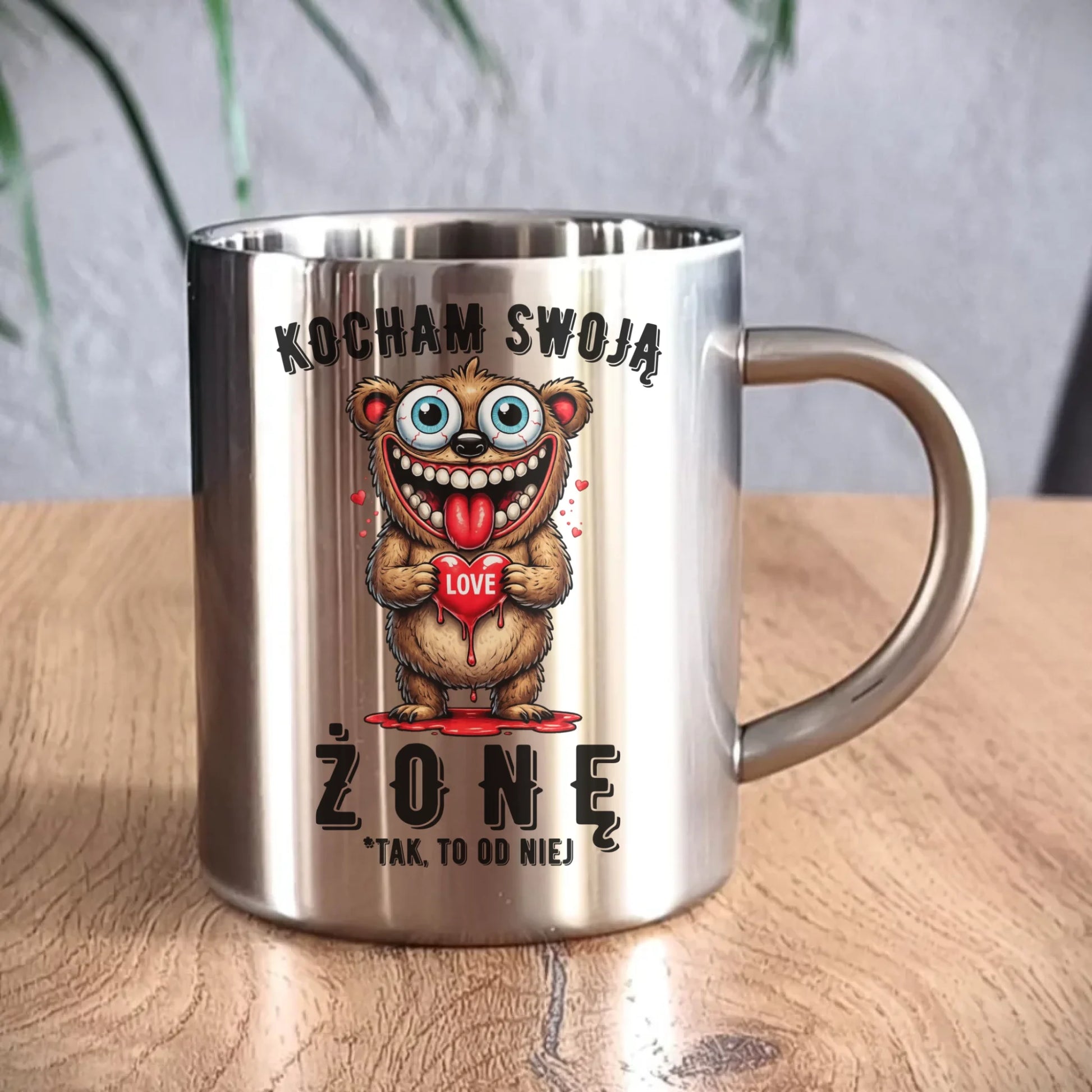Kubek metalowy dla męża - Kocham swoją żonę W23 - StoryCups.pl