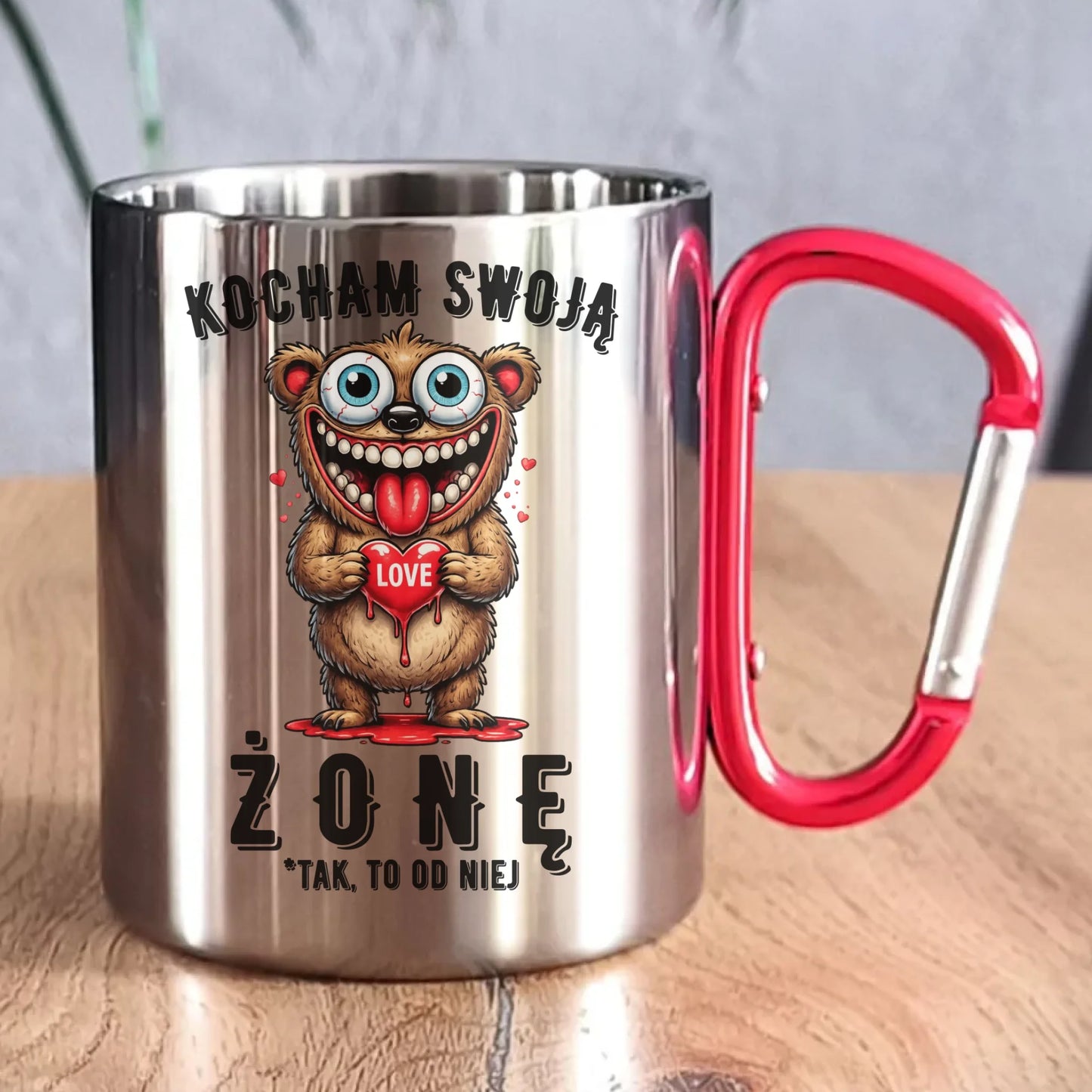 Kubek metalowy dla męża - Kocham swoją żonę W23 - StoryCups.pl
