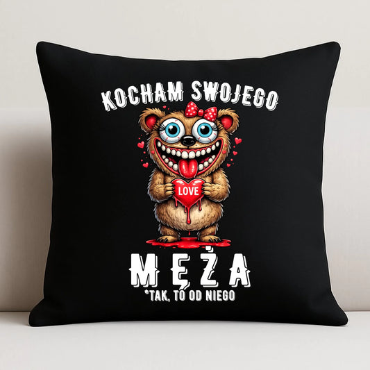 Poduszka dekoracyjna dla żony - Kocham swojego męża W22 - StoryCups.pl