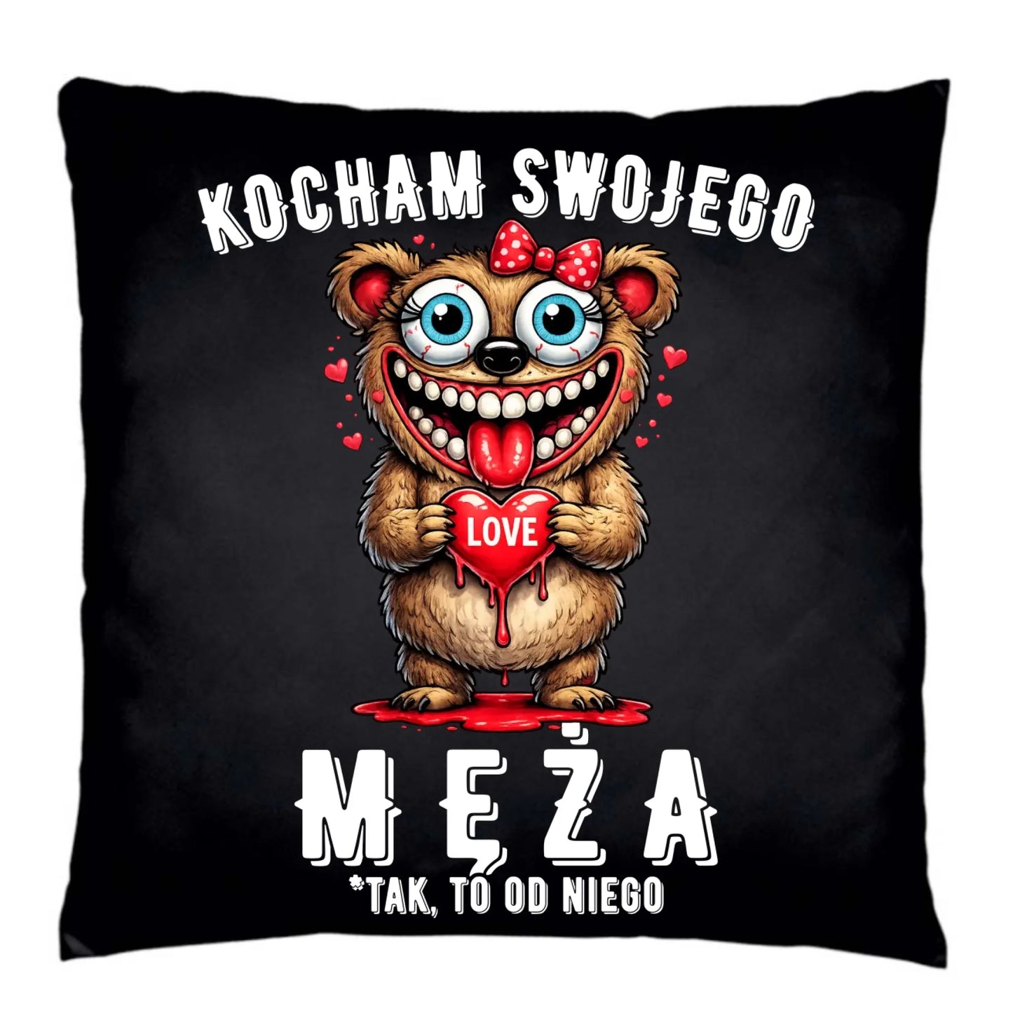 Poduszka dekoracyjna dla żony - Kocham swojego męża W22 - StoryCups.pl