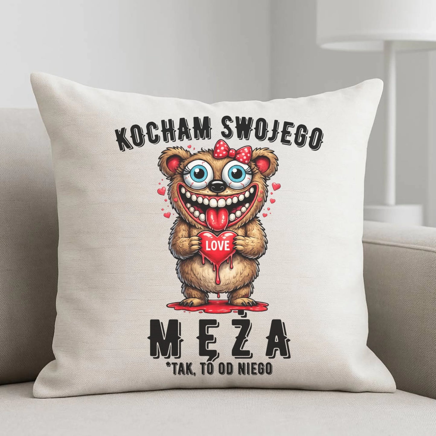 Poduszka dla żony - Kocham swojego męża W22 - StoryCups.pl