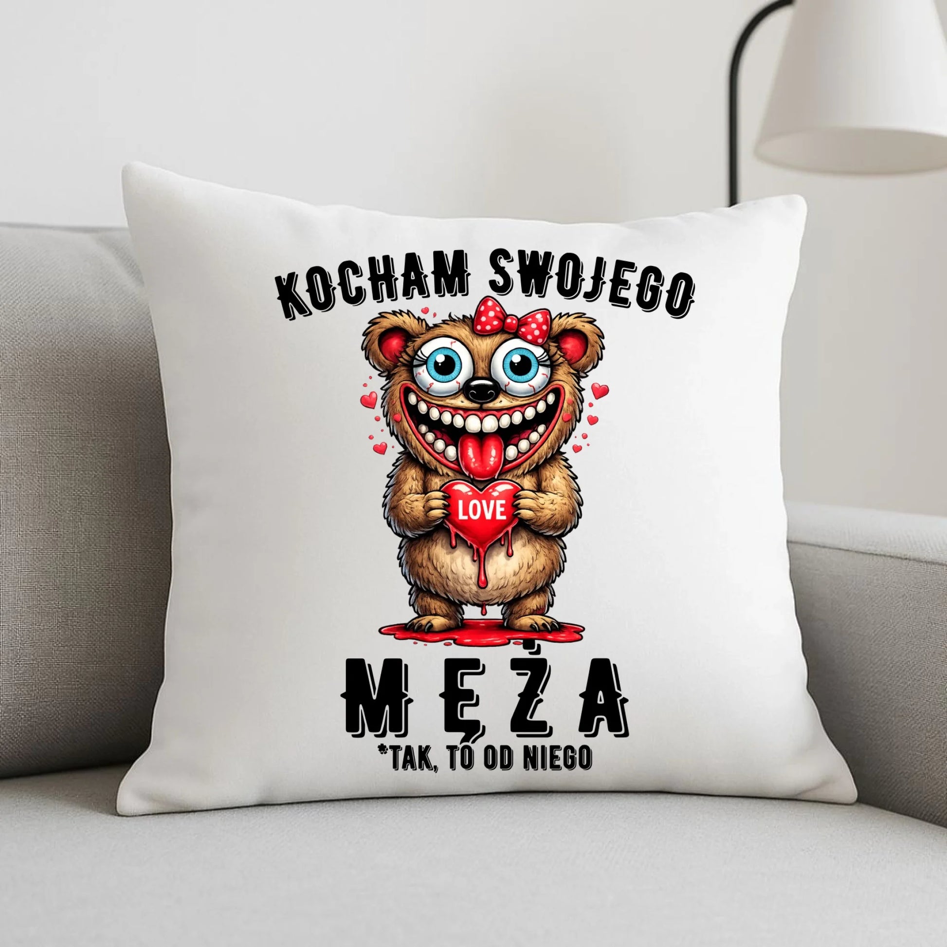 Poduszka dla żony - Kocham swojego męża W22 - StoryCups.pl