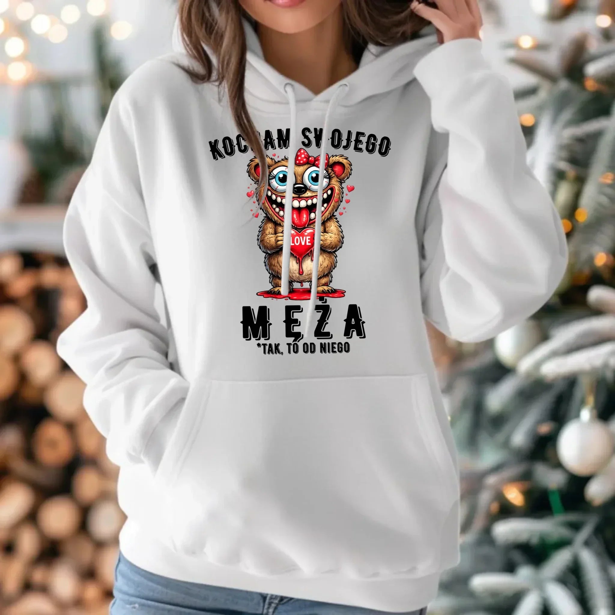 Bluza damska z kapturem dla żony - Kocham swojego męża W22 - StoryCups.pl