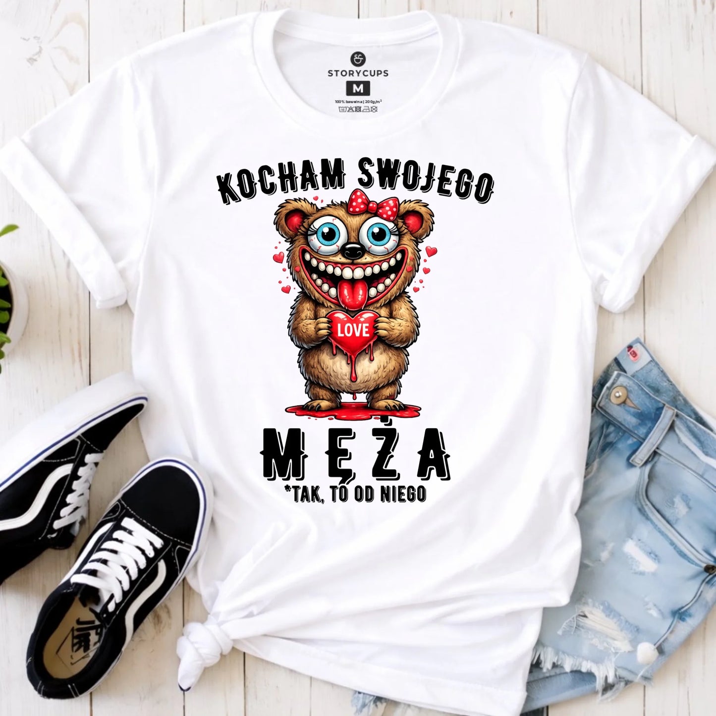 Koszulka damska dla żony - Kocham swojego męża W22 - StoryCups.pl