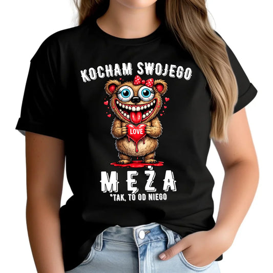 Koszulka damska dla żony - Kocham swojego męża W22 - StoryCups.pl