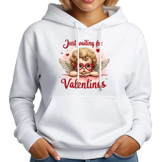 Bluza damska z kapturem na Walentynki - Just waiting for Valentines W24 - StoryCups.pl